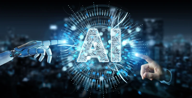 człowiek i robot jako symbol etyki AI