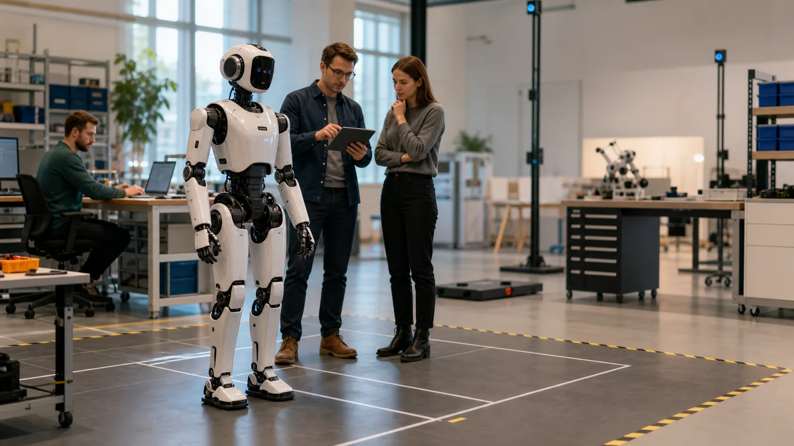 Robot humanoidalny testowany w nowoczesnym laboratorium robotyki